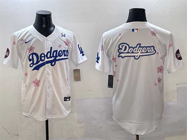 Men%27s Los Angeles Dodgers Team Big Logo White 2025 Tokyo Series Limited Stitched Jersey